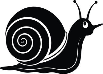 Cute snail silhouette, snail cartoon vector