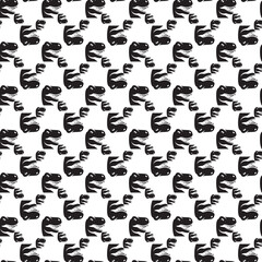 Black And White Dinosaur Pattern With Repeated Design Background
