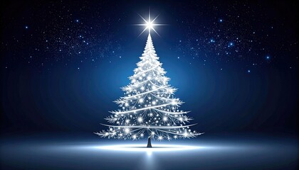 Glowing Christmas Tree Night Sky.