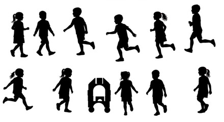 Vector silhouette of children.
