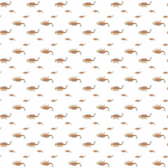 Seamless Pattern Featuring Colorful Cartoon Dinosaurs on White Background