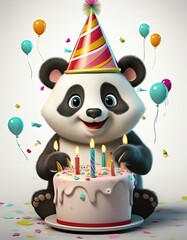 Panda happy birthday card cartoon 