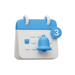 3-day calendar notification icon in 3d style, a simple and elegant graphic design for scheduling and reminders