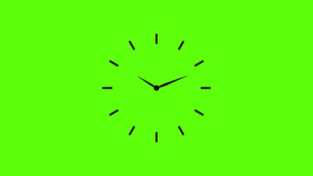 analog clock icon animation on green background.