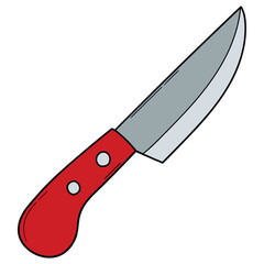 Hand drawn cartoon vegetable peeling knife on white background.