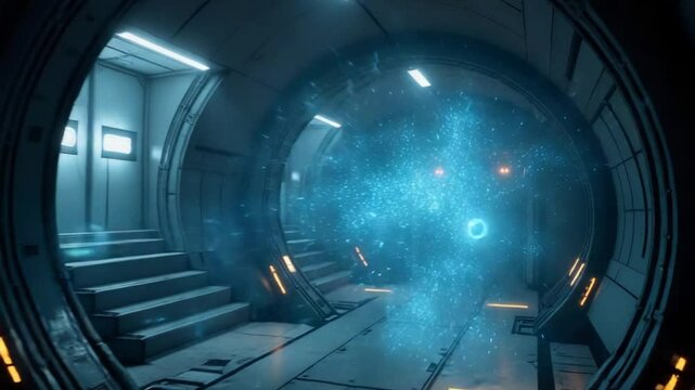 dark space ship futuristic interior