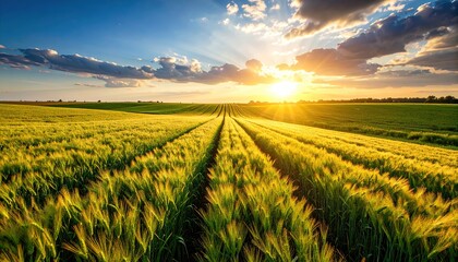 Golden Wheat Field Sunset.