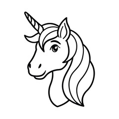 unicorn expression design line art vector