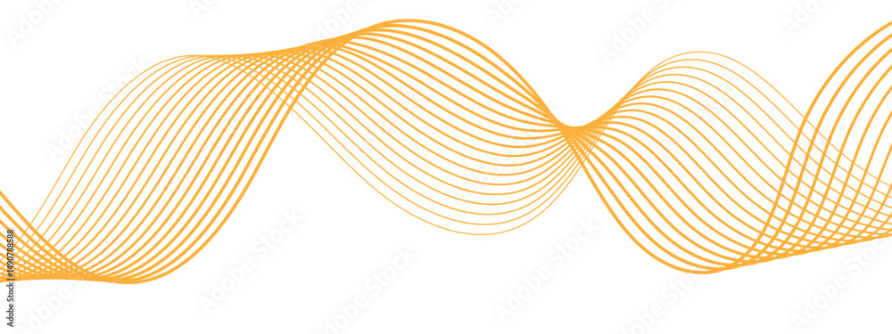 Leinwandbilder Abstract minimalistic wave pattern composed of smooth, orange gradient curves on a white background. Parallel elliptical lines forming with wave rhythm,  harmonious and flowing motion.