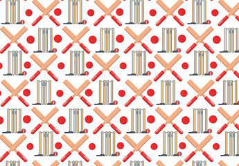 Cricket Ball And Bat Seamless pattern Design
