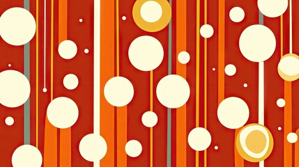 Abstract design with circles and stripes in warm colors.