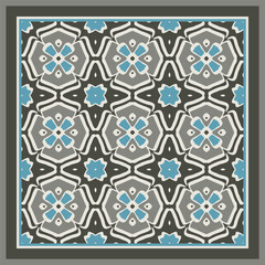 Seamless pattern  in blue gray black for decoration. Print for paper, tiles, textiles. Home  decor, interior design, cloth design. Frame.