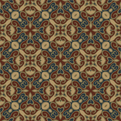 Seamless pattern in beige red blue for decoration. Print for paper, tiles, textiles. Home  decor, interior design, cloth design.