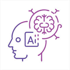 concept of artificial intelligence and mind connection through abstract neural and brain interface