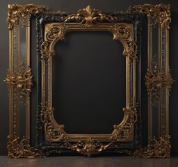 Black & gold ornate frame, shimmering accents,  damask, vip