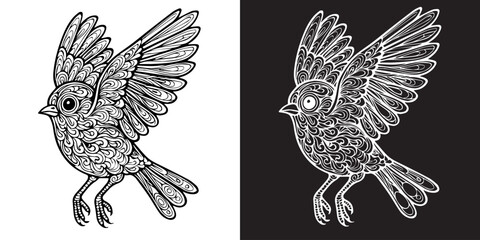 The bird is flying in the air. The bird is white