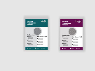 A bundle of 2 creative and modern corporate business flyer templates. Designed with a striking gradient of bule and purple, these flyers are perfect for promoting services.