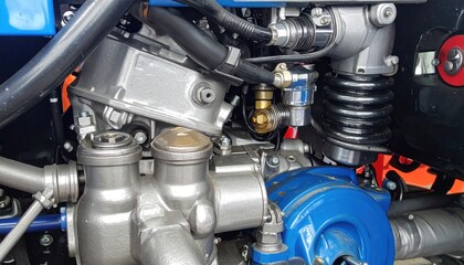 Detailed Close-Up of a Complex Motor Engine with Precision Engineering and Components