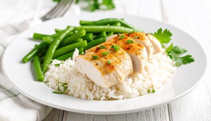 Grilled Chicken Rice Green Beans.