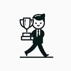 illustration of man carrying a trophy