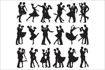 Elegant Ballroom Dance Silhouette SVG | Romantic Dance Couple Clipart


