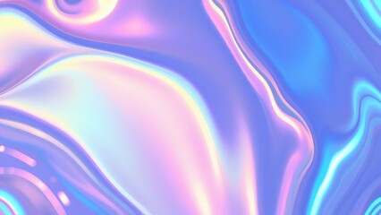 Experience the mesmerizing iridescence of a flowing holographic liquid background, where pearlescent rainbow hues blend seamlessly for a captivating, modern foil effect.