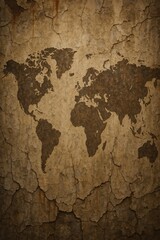 Obraz premium Discovering the beauty of our planet's diversity through an artistic representation on weathered texture Generative AI