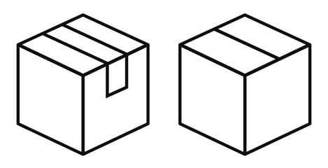 Parcel box vector line icon