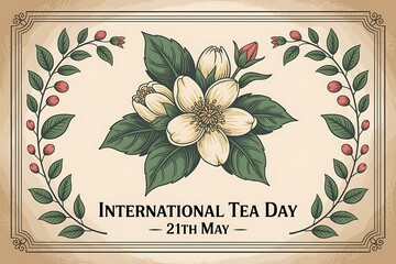Elegant floral drawing for International Tea Day celebration on 21th May