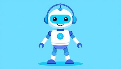 Happy Robot with Headphones.