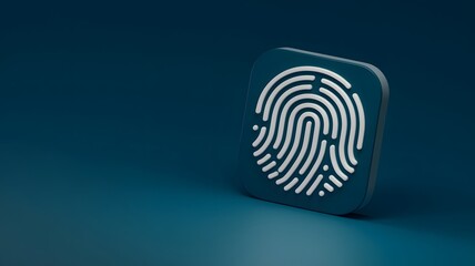 3D Fingerprint Scanner Pad with Glowing Biometric Print – Futuristic Security Authentication Device Render