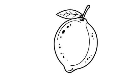 Stylized Lemon Illustration with Leaf Detail