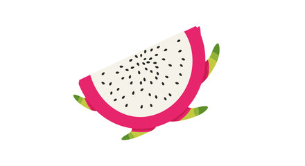 Vibrant Dragon Fruit Slice with Black Seeds and Pink Edges