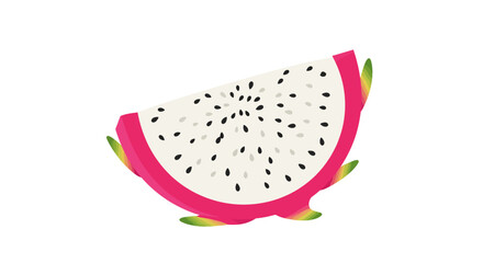 Vibrant Pink Dragon Fruit Slice with Black Seeds