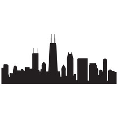 Obraz premium Chicago Illinois skyline silhouette. Black Cleveland city design Vector black silhouette. with white background