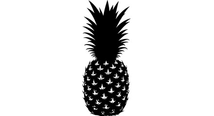 Obraz premium Bold Black Silhouette of a Tropical Pineapple Fruit with Spiky Crown