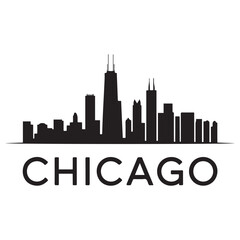 Fototapeta premium Chicago Illinois skyline silhouette. Black Cleveland city design Vector black silhouette. with white background