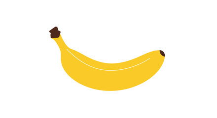 Single Ripe Yellow Banana with Brown Stem