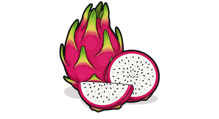 Vibrant Dragon Fruit with Sliced Pieces Depicting Freshness and Deliciousness