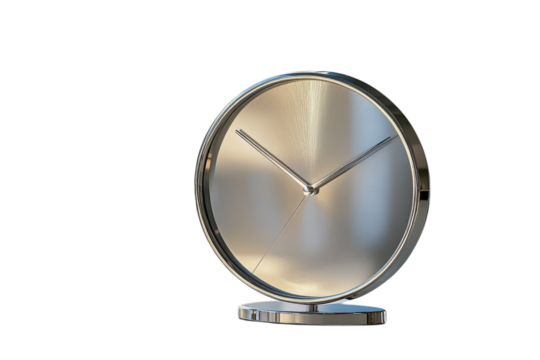 A modern silver clock a symbol of punctuality and timeless elegance telling the hour with on transparent background