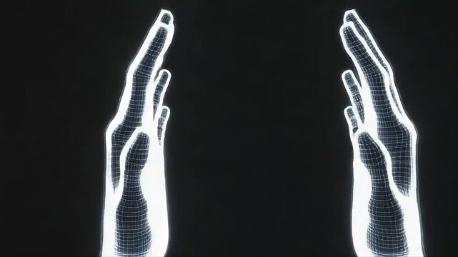 Digital wireframe hands