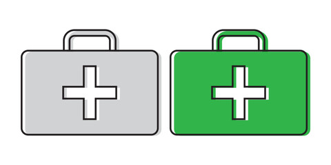 Obraz premium Set of First aid box icons. First aid kit, Medical care bag symbol collection. Vector Illustration. Medical briefcase icon. First aid box icon. Medical bag, icon vector illustration eps 10
