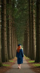 Obraz premium 緑の回廊と卒業の足跡