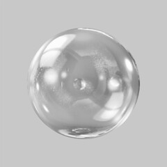 Geometric abstract shape.Realistic glossy glass ball.Abstract 3D light bubble with glare.
