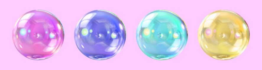 Geometric abstract shape.Realistic glossy glass ball.Abstract 3D light bubble with glare.