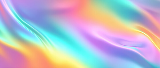 Obraz premium Pastel Holographic Gradient Abstract Background, vibrant colors blending seamlessly, soft noise effect, colorful grainy texture, perfect for modern digital projects and creative presentations