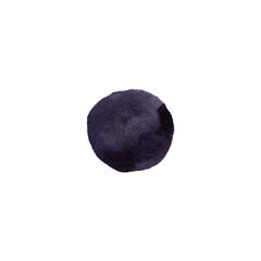 Watercolor isolated bold round dark violet purple lilac blot hand drawn