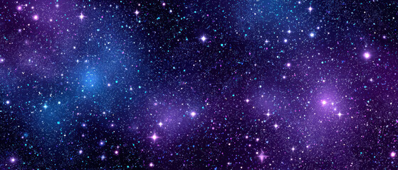 Fototapeta premium Celestial Wonder, A vibrant night sky filled with countless twinkling stars, deep blues and purples create a stunning backdrop, evoking a sense of exploration and cosmic beauty