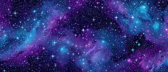 Fototapeta premium Celestial Wonder, A vibrant night sky filled with countless twinkling stars, deep cosmic blues and purples, ideal for evoking themes of astronomy and exploration