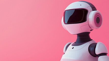 Futuristic Robot with a Pink Background for Marketing Concepts